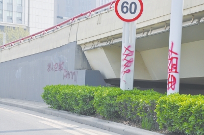 電線桿、立交橋等被噴涂，嚴(yán)重影響了市容。
