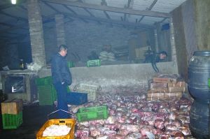  警方現(xiàn)場(chǎng)查獲的大量病死豬肉及“問(wèn)題”腌臘制品。 沙區(qū)警方供圖