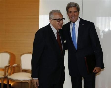 聯(lián)合國(guó)-阿盟敘利亞問(wèn)題特使卜拉西米12日與克里進(jìn)行會(huì)談。