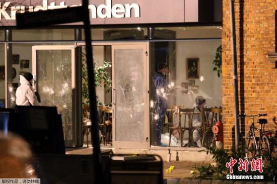 圖為丹麥咖啡館槍擊案現(xiàn)場。