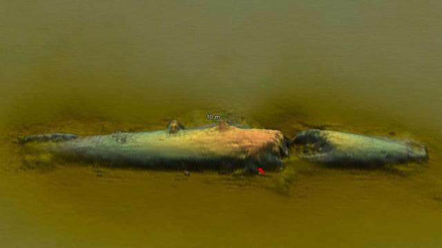 圖為U-78潛艇的聲納掃描圖。