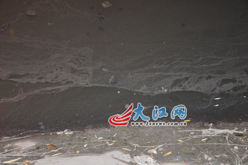 19日晚上的玉帶河，紅色河水變回灰綠色。