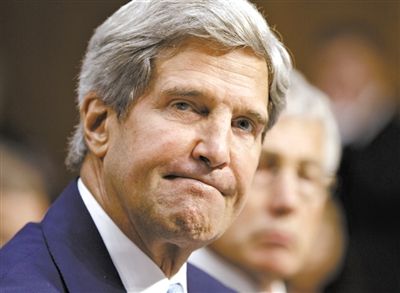 3日，克里在參院聽(tīng)證會(huì)上。