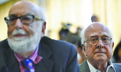 比利時(shí)科學(xué)家恩勒特（左）和英國科學(xué)家希格斯（右）有望獲得諾貝爾物理學(xué)獎(jiǎng)。