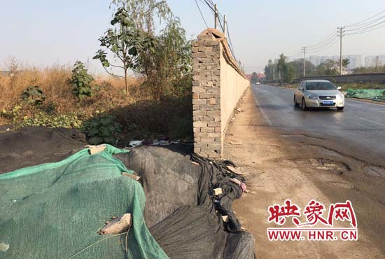一墻之隔，一邊是道路，一邊是垃圾和荒草，市民質(zhì)疑其為遮羞墻。