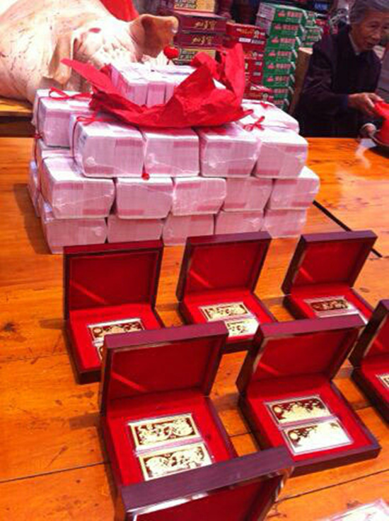 浙江臺州土豪娶妻引側目：288萬現(xiàn)鈔 金條十幾根