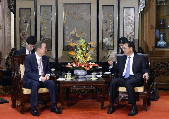 國務院李克強會見聯合國秘書長潘基文