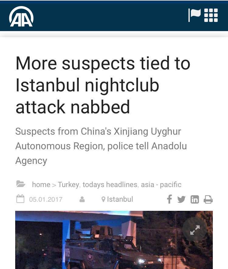 香港東網(wǎng)1月5日晚間報(bào)道稱，土耳其伊斯坦布爾元旦恐襲才發(fā)生數(shù)日，西部城市伊茲密爾周四發(fā)生汽車炸彈襲擊，至少11人受傷，當(dāng)中1人重傷，有目擊者稱現(xiàn)場(chǎng)傳出槍聲，警方證實(shí)4人死亡，包括2名行兇者及1名警員和法院職員。事發(fā)后不久，土耳其國(guó)營(yíng)媒體阿納多盧通訊社報(bào)道稱，該國(guó)警察拘押了幾人，他們是來(lái)自中國(guó)。