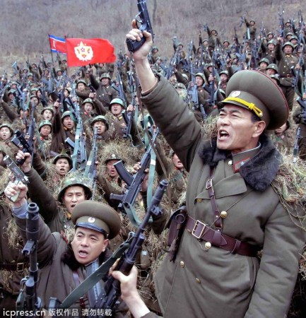 　朝鮮人民軍士兵戰(zhàn)意高昂。